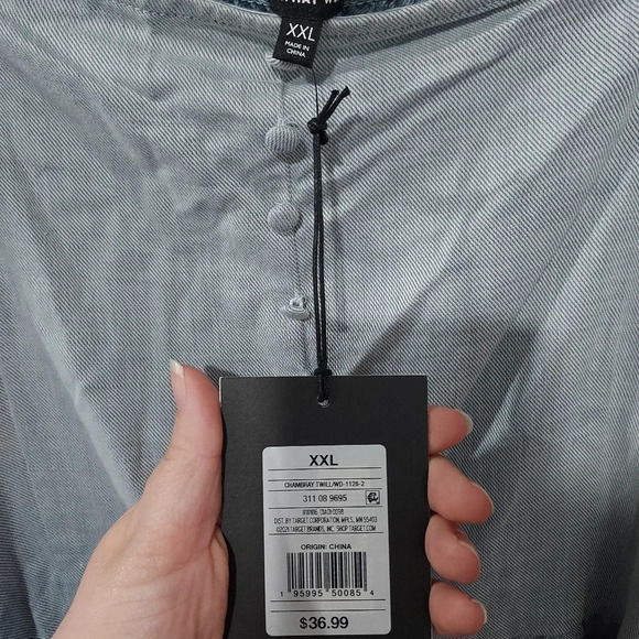 NWT Who What Wear Chambray Light Blue Twill Puff Sleeve Mini Dress in Size XXL - Picture 3 of 8